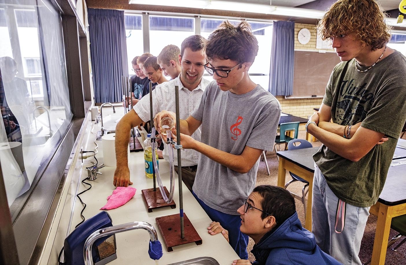 Young engineers building